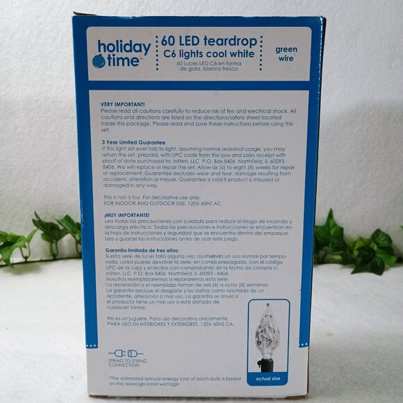 NWT: Holiday Time Cool White 2 Boxes of NIB Teardrop C6 LED Christmas String - Picture 3 of 4
